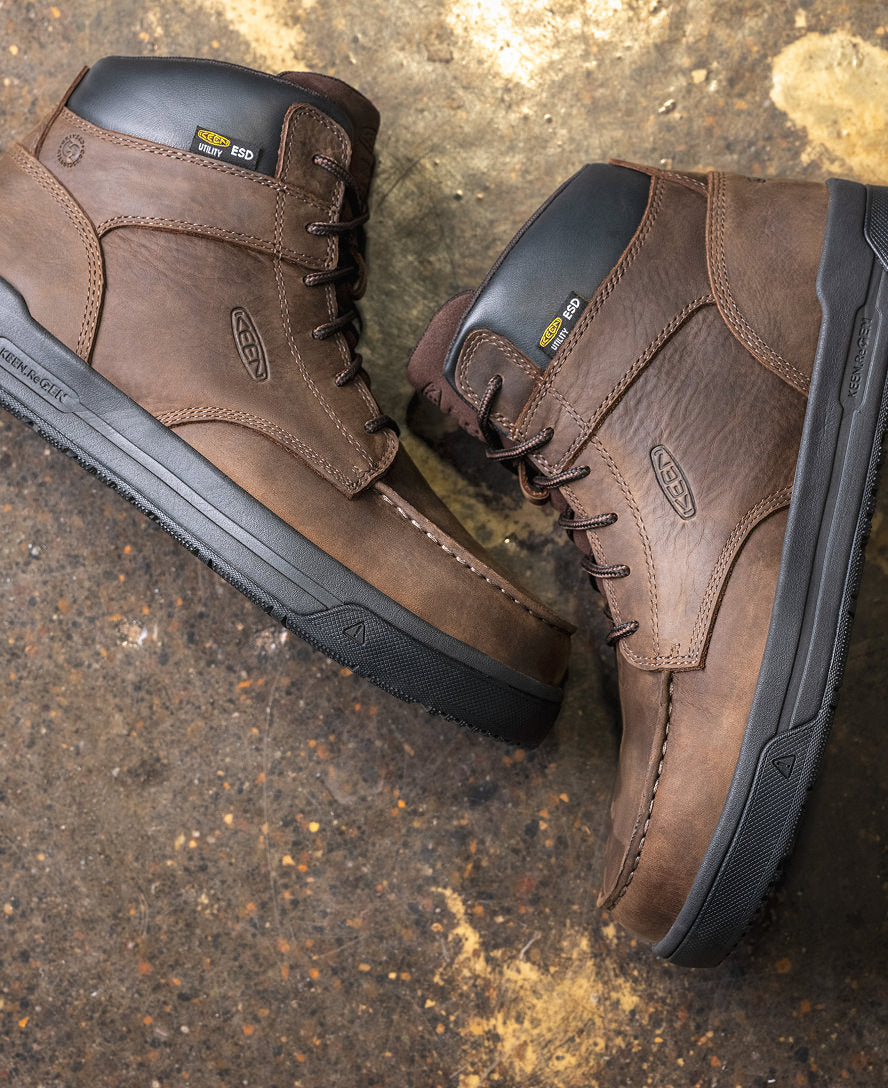 Keen Online | Men's Gibson ESD Boot (Carbon Toe) Cascade Brown/Black