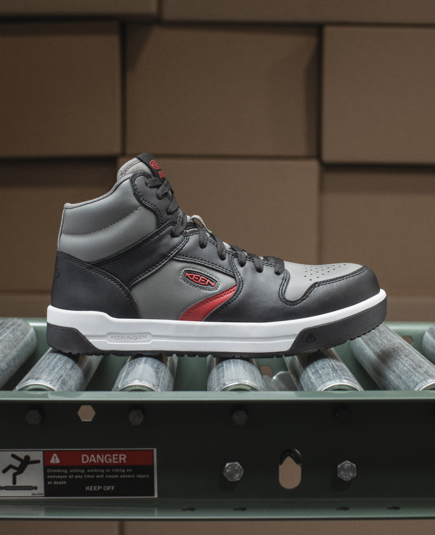 Keen Outlet | Men's Overton Mid Work Shoe (Carbon Toe) Steel Grey/Black