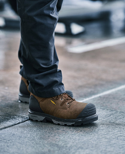 Keen New | Men's Camden 8" Insulated Waterproof Boot (Carbon Toe) Leather Brown/Black