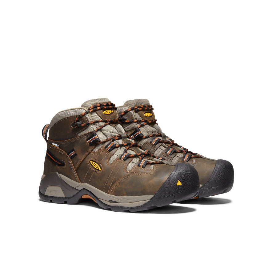 Keen Discount | Men's Detroit XT Waterproof Boot (Soft Toe) Black Olive/Leather Brown