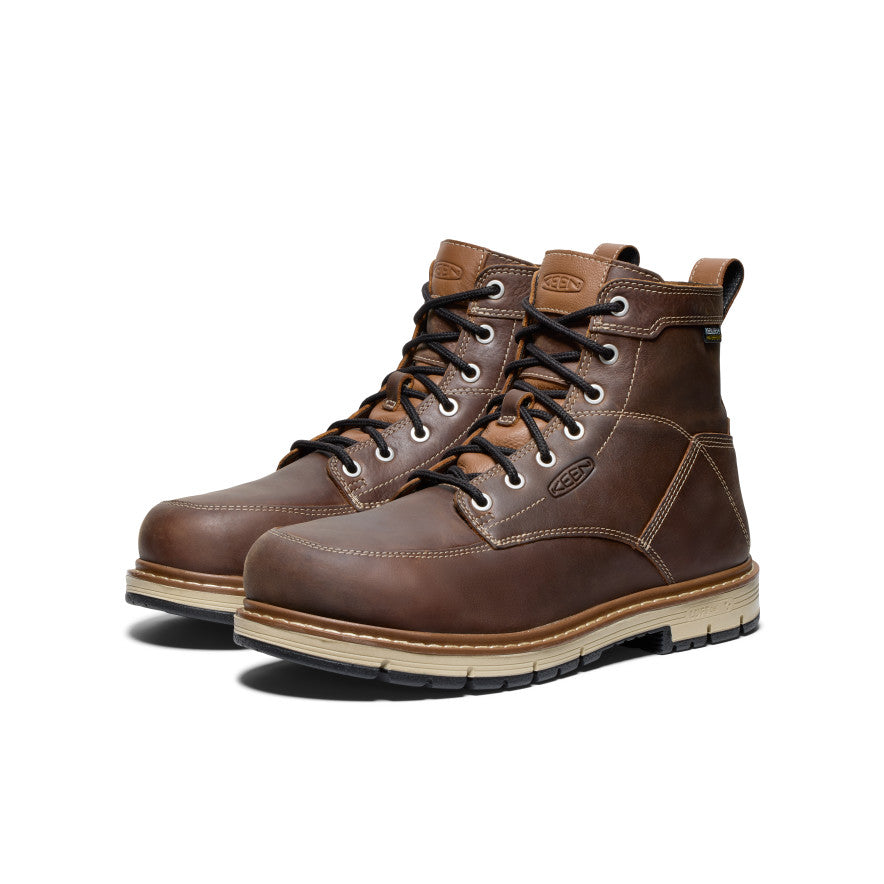 Keen Near Me | Men's San Jose 6" Waterproof 90° Heel Boot (Aluminum Toe) Bison/Black
