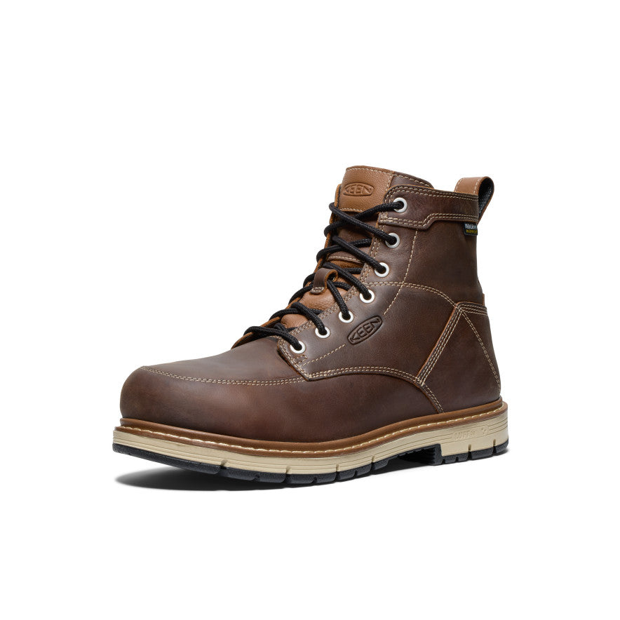Keen Near Me | Men's San Jose 6" Waterproof 90° Heel Boot (Aluminum Toe) Bison/Black