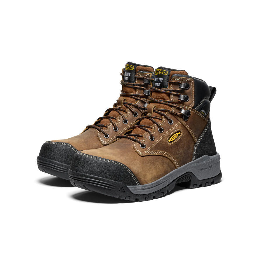 Keen On sale | Men's Evanston 6" Waterproof Boot INT MET (Carbon Toe) Bison/Black