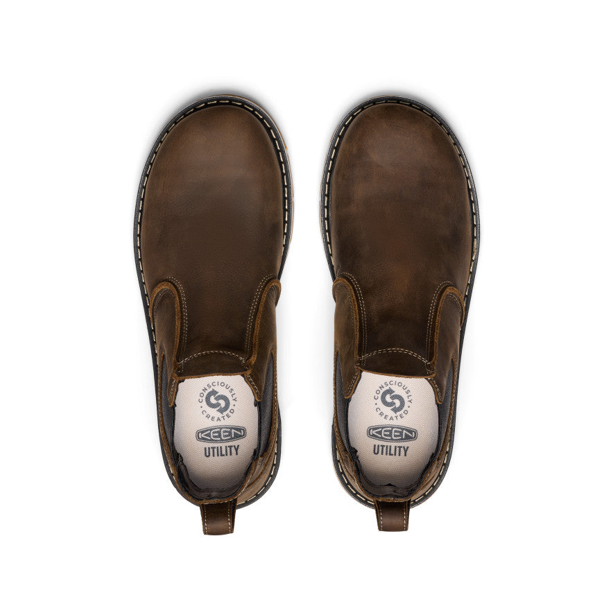 Keen Hot style | Men's San Jose Chelsea 90° Heel Boot (Aluminum Toe) Cascade Brown/Gum