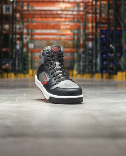 Keen Outlet | Men's Overton Mid Work Shoe (Carbon Toe) Steel Grey/Black