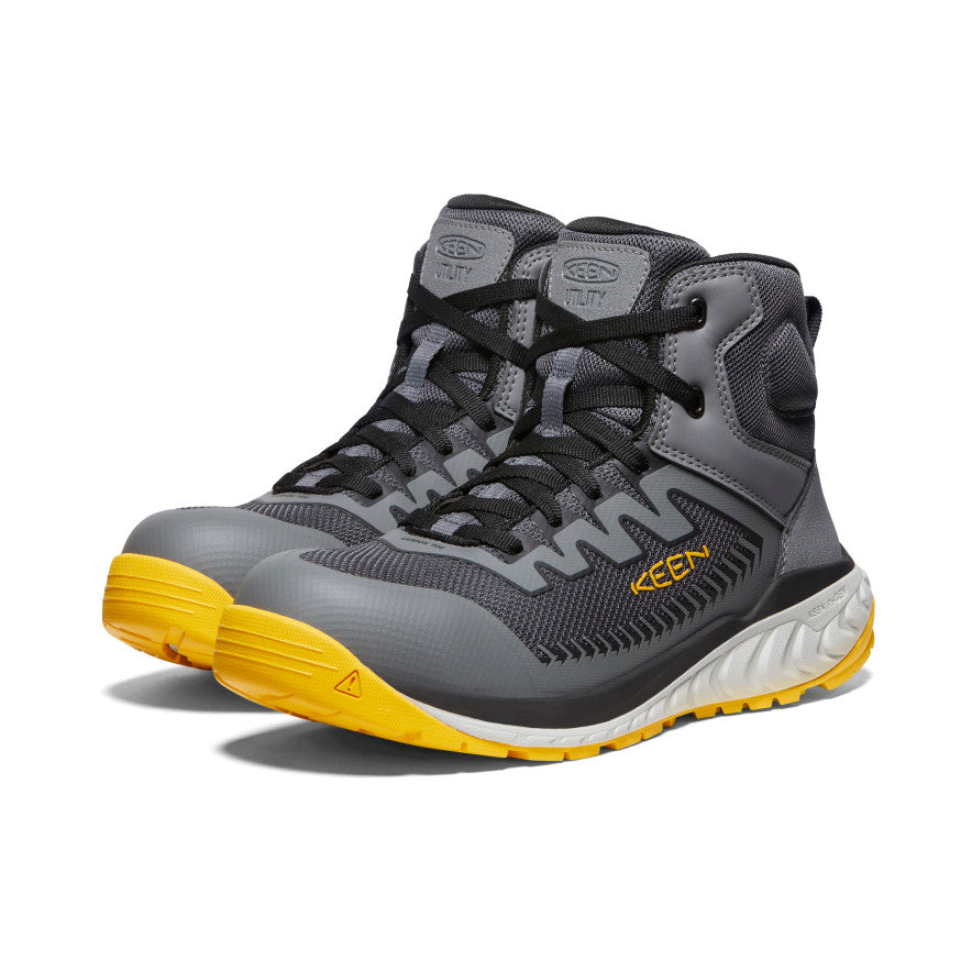 Keen Online | Men's Arvada Mid Work Sneaker (Carbon Toe) Black/Keen Yellow