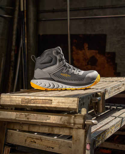 Keen Online | Men's Arvada Mid Work Sneaker (Carbon Toe) Black/Keen Yellow
