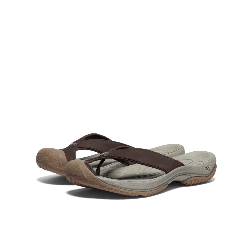 Keen New | Men's Waimea Leather Flip-Flop Java/Plaza Taupe