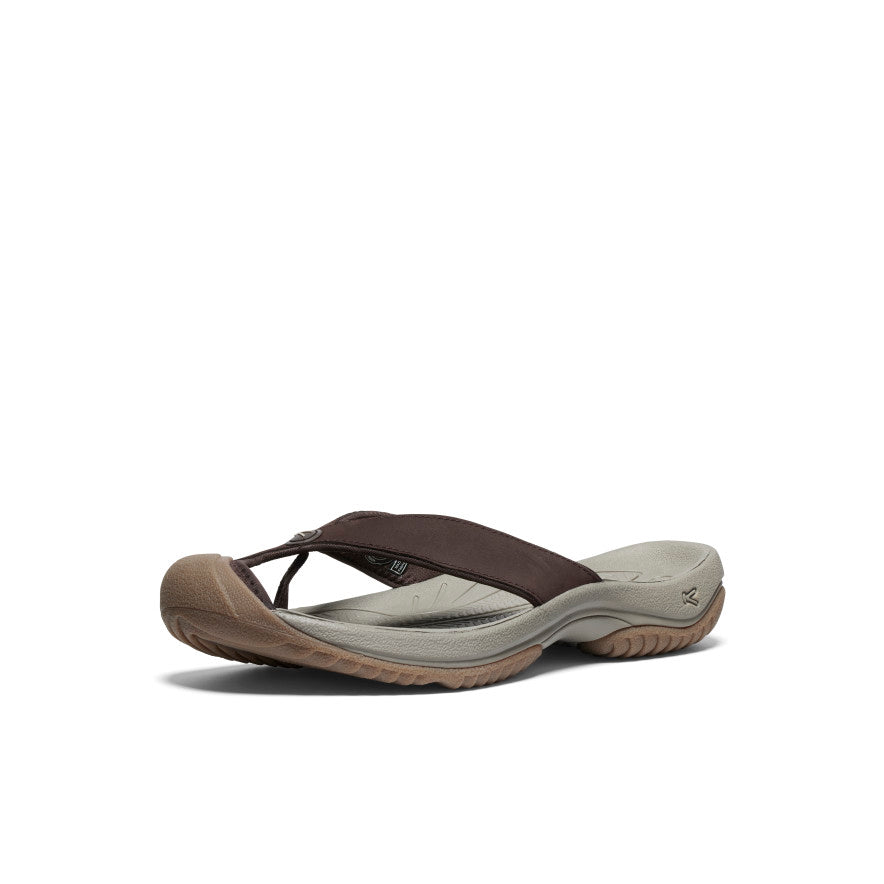 Keen New | Men's Waimea Leather Flip-Flop Java/Plaza Taupe