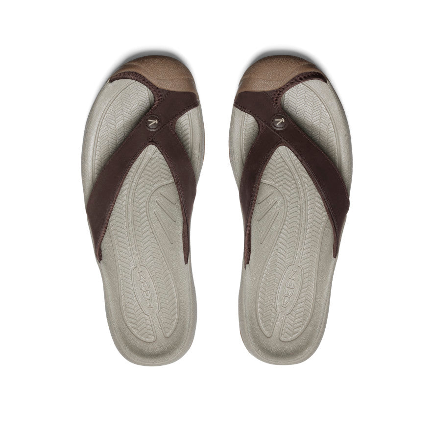 Keen New | Men's Waimea Leather Flip-Flop Java/Plaza Taupe