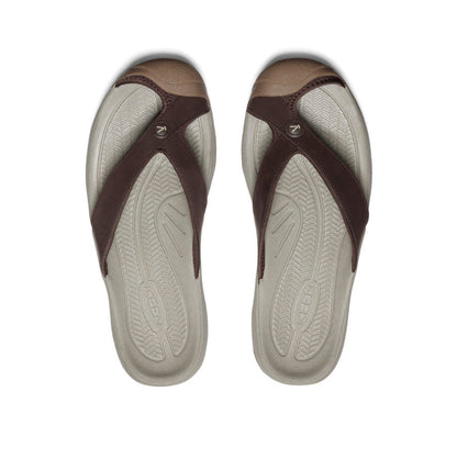 Keen New | Men's Waimea Leather Flip-Flop Java/Plaza Taupe