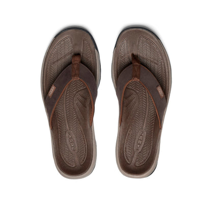 Keen Outlet | Men's Kona Leather Flip-Flop Java/Dark Earth