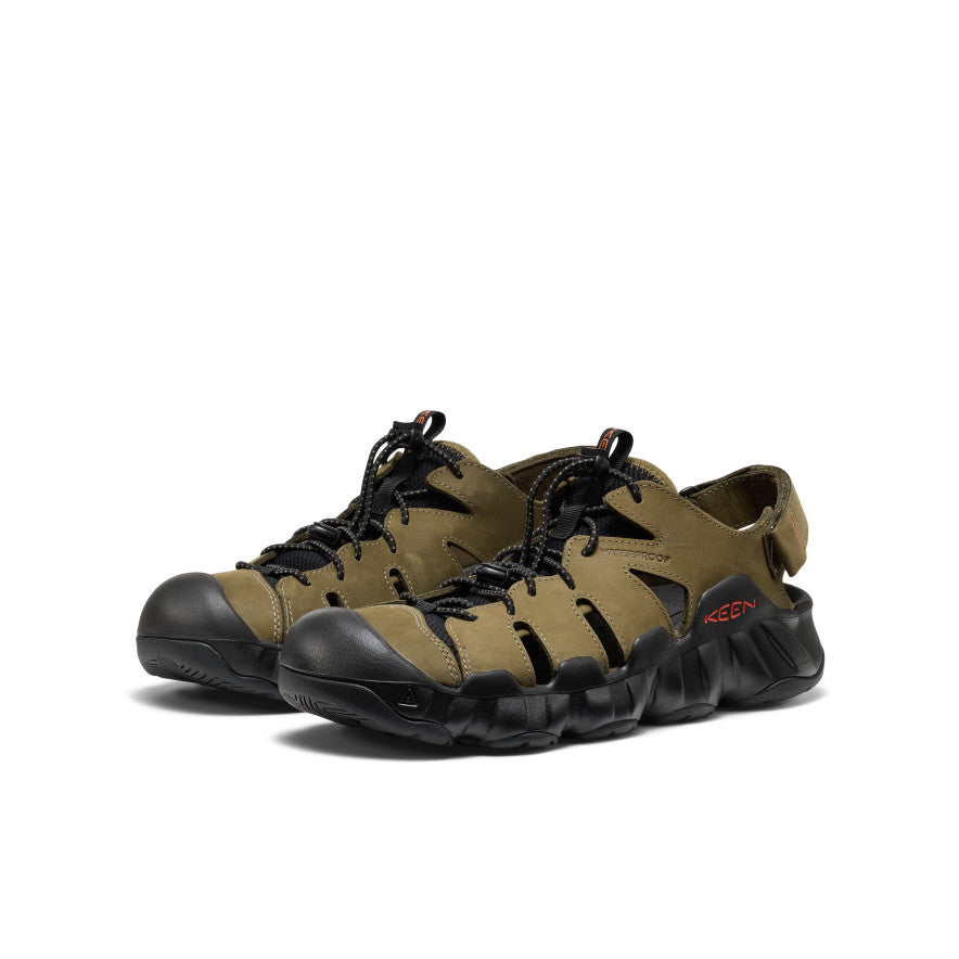 Keen New | Men's Hyperport Fisherman Leather Sandal Dark Olive/Black
