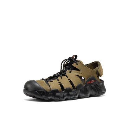 Keen New | Men's Hyperport Fisherman Leather Sandal Dark Olive/Black