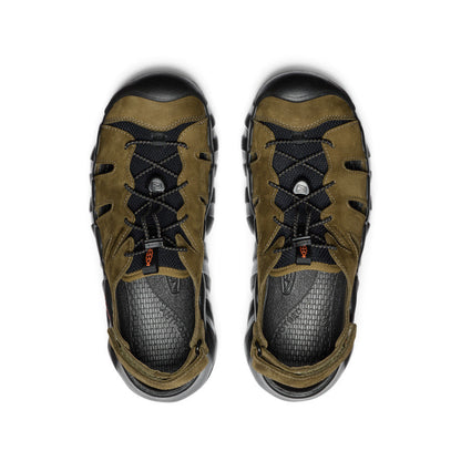 Keen New | Men's Hyperport Fisherman Leather Sandal Dark Olive/Black