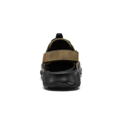 Keen New | Men's Hyperport Fisherman Leather Sandal Dark Olive/Black
