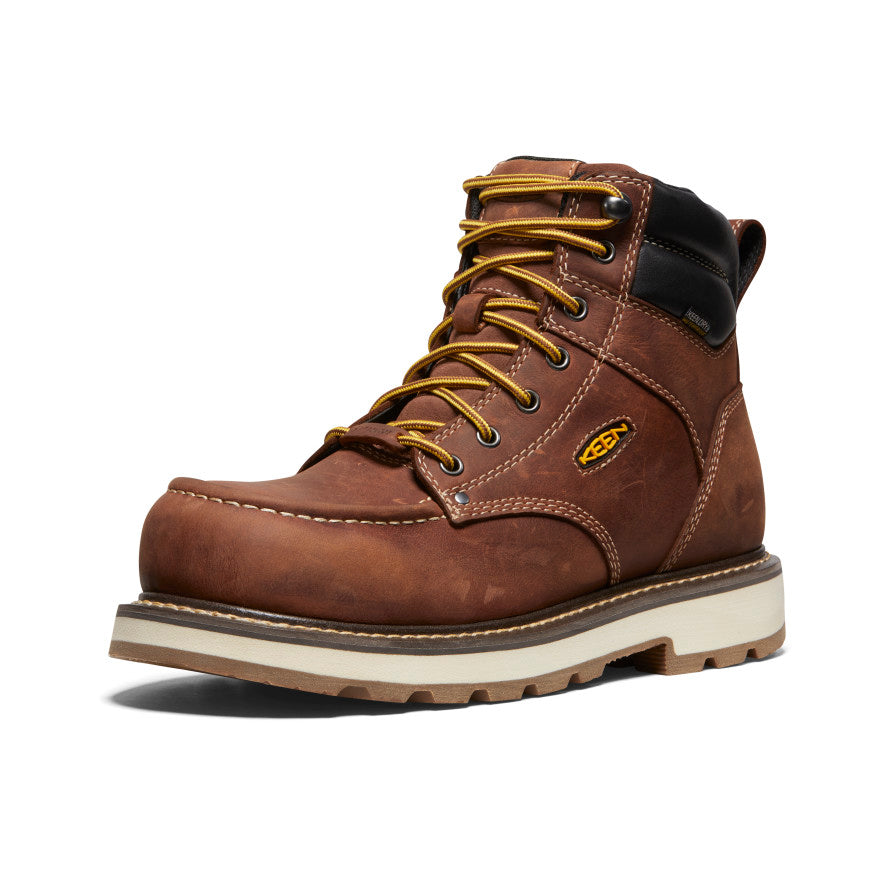 Keen | Men's Cincinnati 6" Waterproof 90° Heel Boot (Carbon Toe) Tuscan Red/Sandshell