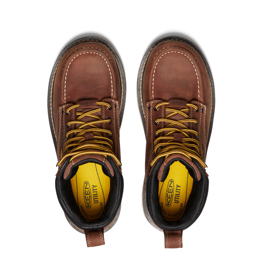 Keen | Men's Cincinnati 6" Waterproof 90° Heel Boot (Carbon Toe) Tuscan Red/Sandshell