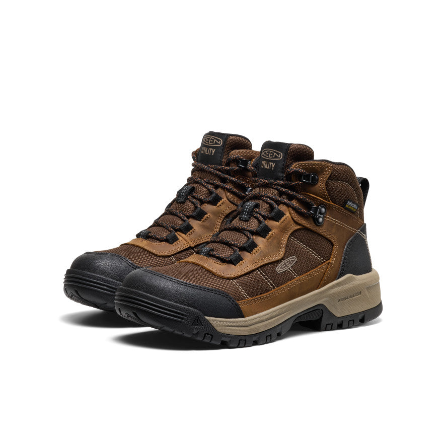 Keen Discount | Women's Skokie Waterproof Work Boot (Soft Toe) Bison/Black