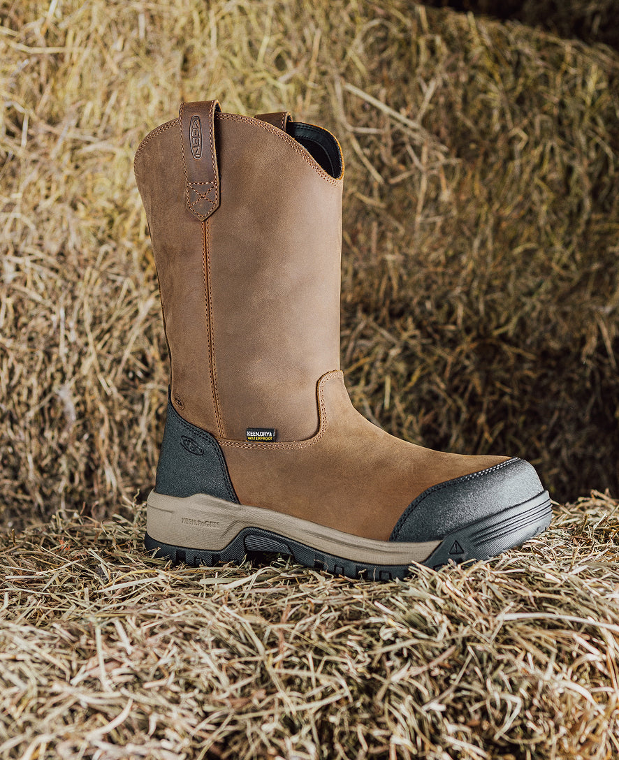 Keen Near Me | Women's Evanston Pull-On Waterproof Boot (Carbon Toe) Bison/Black