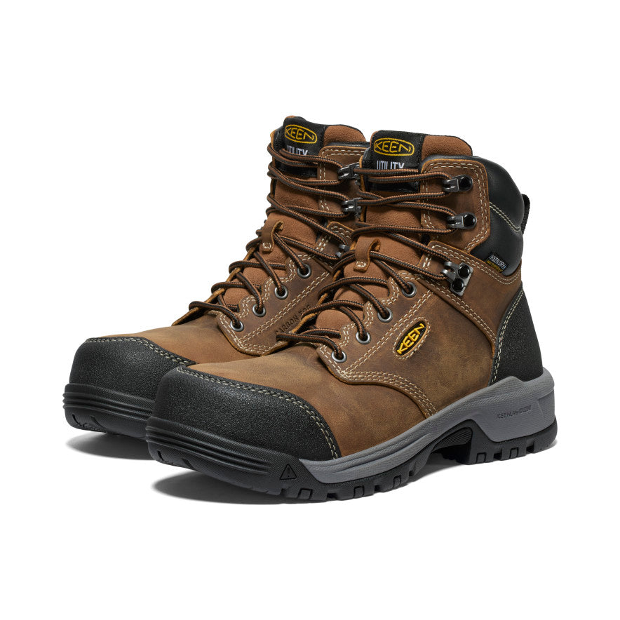 Keen New | Women's Evanston 6" Waterproof Boot (Carbon Toe) Bison/Black