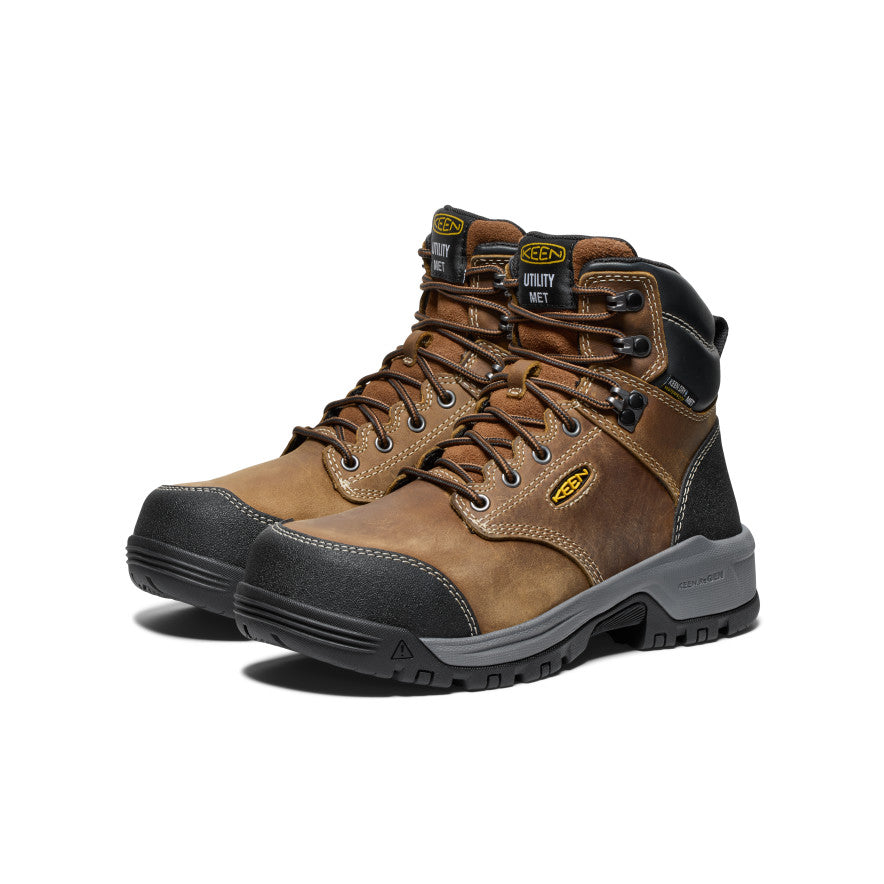 Keen US | Women's Evanston 6" Waterproof Boot INT MET (Carbon Toe) Bison/Black