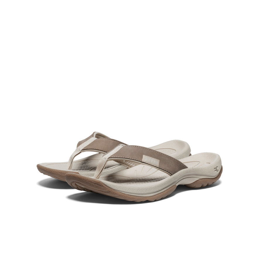 Keen US | Women's Kona Leather Flip-Flop Brindle/Silver Birch
